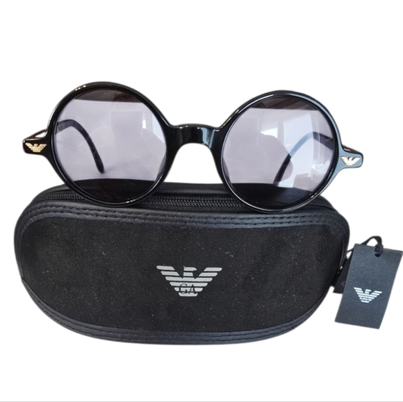 Emporio Armani Vintage Round Sunglasses & Suede Case In EUC